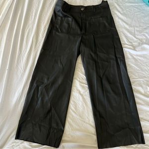 Zara High Waisted Faux Leather Pants wide leg